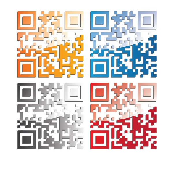 Set di simboli del codice QR a colori vettoriale — Vettoriale Stock