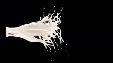 Kombine edilmeye hazır, luma maskesiyle güzel bir süt serpintisi. Yüksek detaylı süt sıçraması (4k, 3840x2160, ultra yüksek çözünürlüklü)