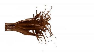 Mükemmel bir çikolata serpintisi, luma maskesiyle, birleşmeye hazır. Yüksek detaylı çikolata sıçraması (4k, 3840x2160, ultra yüksek çözünürlüklü)