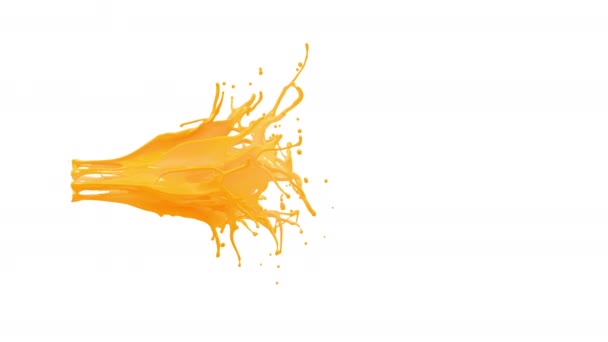 Splash Van Sinaasappelsap Met Luma Masker Klaar Componeren Hoge Gedetailleerde — Stockvideo