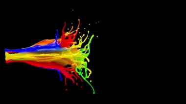 Renkli boya sıçraması, luma maskesiyle, birleştirmeye hazır. Yüksek detaylı boya sıçraması