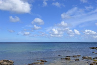 Baltık Denizi Kıyı Hattı Danimarka Deniz Burnu Sakin Mavi Su Ufku İskandinav Yazı