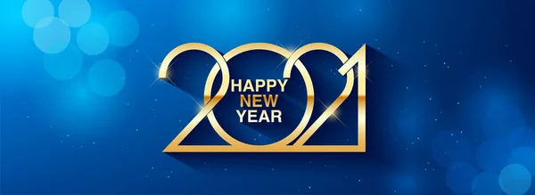 Happy New Year 2021 Text Design Vector Greeting Illustration Golden — Stock Vector