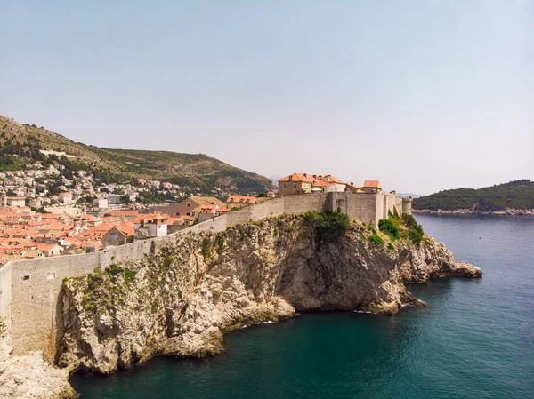 Légi Felvétel Híres Európai Desztinációk Horvátországban Dubrovnik Óvárosának — Stock Fotó