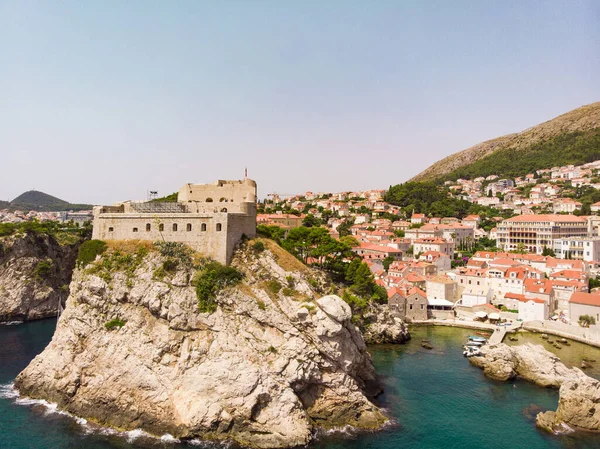 Légi Felvétel Híres Európai Desztinációk Horvátországban Dubrovnik Óvárosának — Stock Fotó