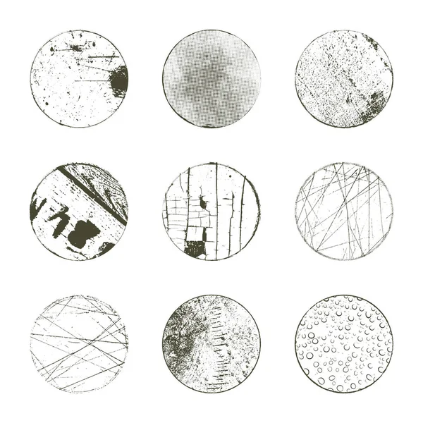 Thin Grunge Circle Briefmarkensammlung — Stockvektor