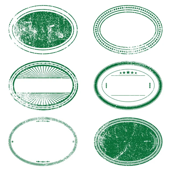 Green Grunge Oval Stamp Set — Stock Vector