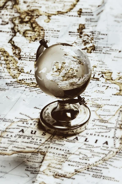 Globe glass on old map — Stock Photo, Image