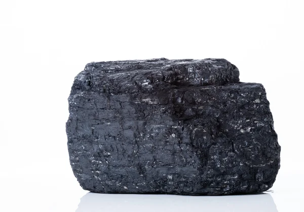 Large piece of black bituminous coal on a white background — Stock Photo, Image