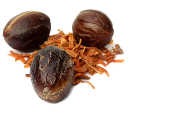 Nutmeg or Jaifal Spice with Javitri Spice — Stock Photo, Image
