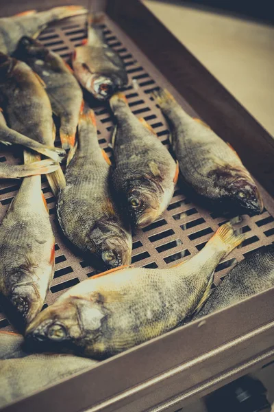 Process Preparing Dried Fish Automatic Dryer Home — Stock Photo, Image