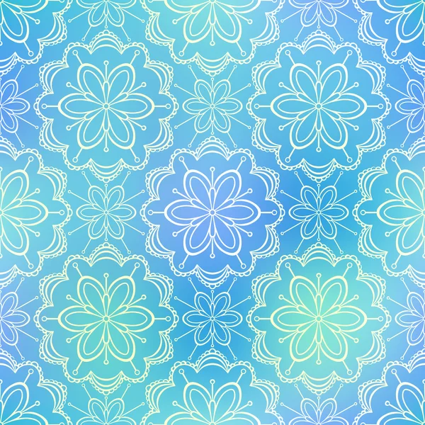 Naadloze bloemenpatroon doodle blauw — Stockvector