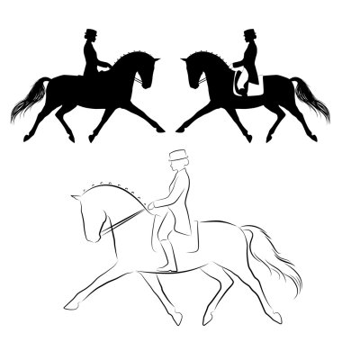 Dressage horse extended trot clipart