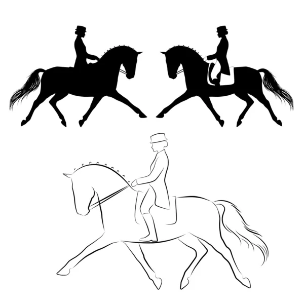 Dressage horse extended trot — Stock Vector