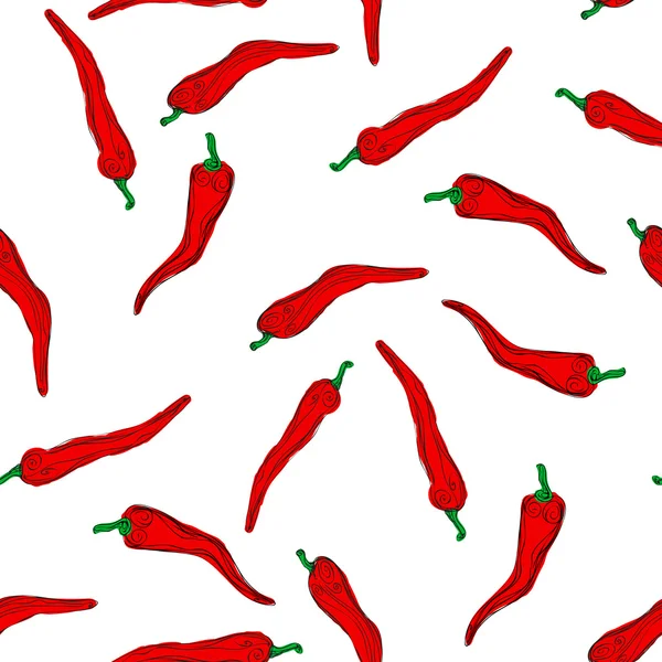 Röd chili paprika sömlös mönster — Stock vektor
