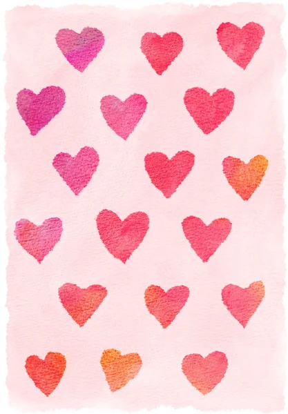 Watercolor hearts background — Stock Photo, Image