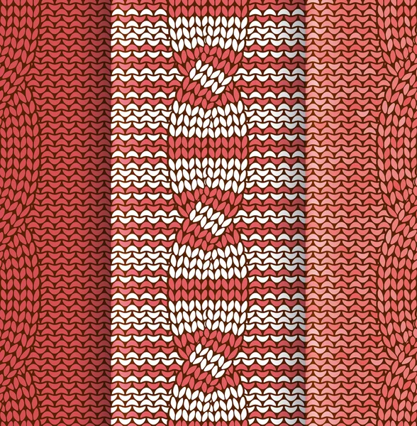 Cabled knitted pattern red and white — Stock Vector