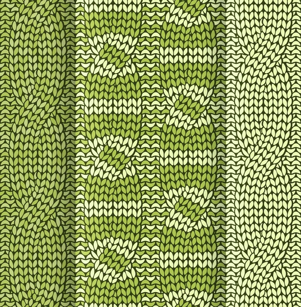 Cabled knitted pattern green — Stock Vector