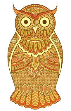 Grafik süslü turuncu baykuş