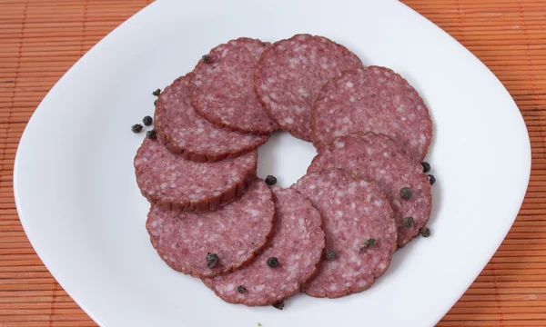 Dry sliced salami — Stock Photo, Image