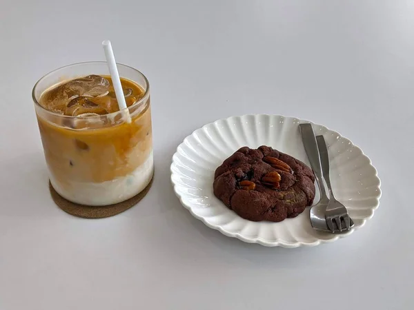 Iced Coffee Latte Rezept Cofee Shop — Stockfoto