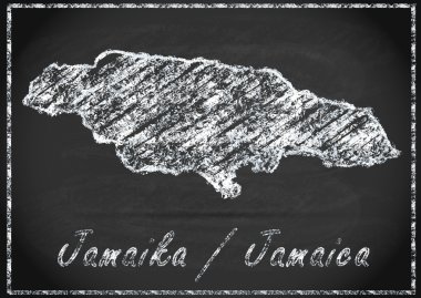 Map of Jamaica as chalkboard clipart