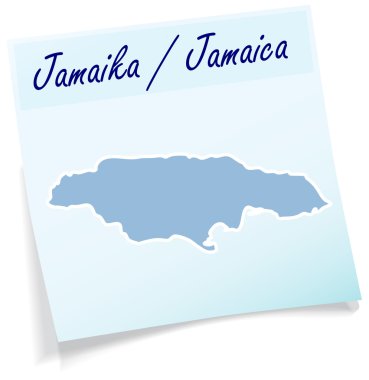 Map of Jamaica as sticky note clipart