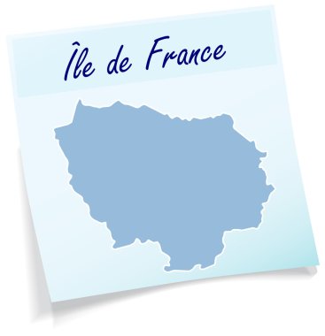 Map of Ile-de-France as sticky note clipart