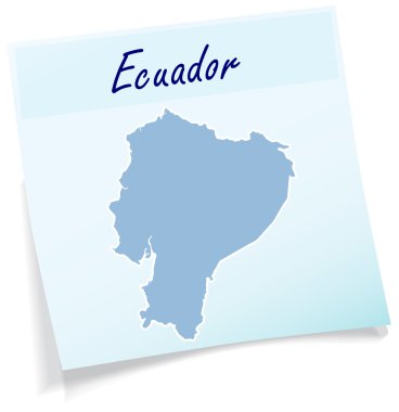 Map of ecuador as sticky note