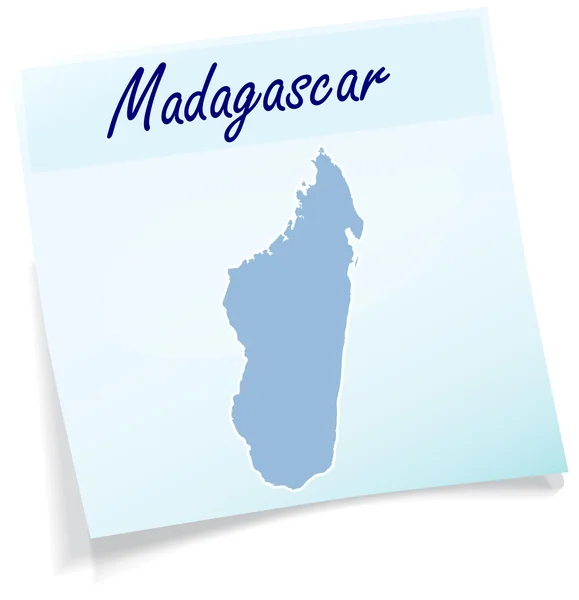 Mapa de Madagascar como nota adhesiva — Vector de stock