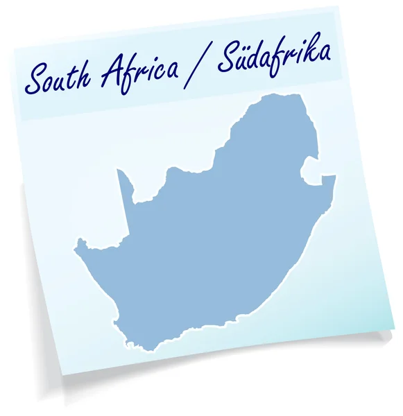 Térkép-Dél-Afrika, mint ragadós jegyzék — Stock Vector