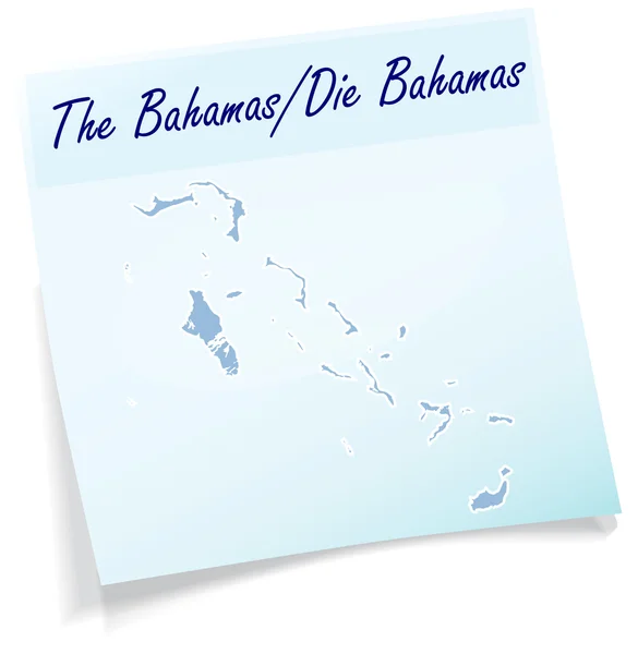 Karte von Bahamas als Haftnotiz — Stockvektor