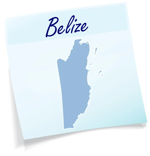 Karte von Belize als Haftnotiz — Stockvektor