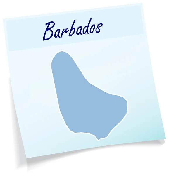 Mapa de Barbados como nota adhesiva — Archivo Imágenes Vectoriales