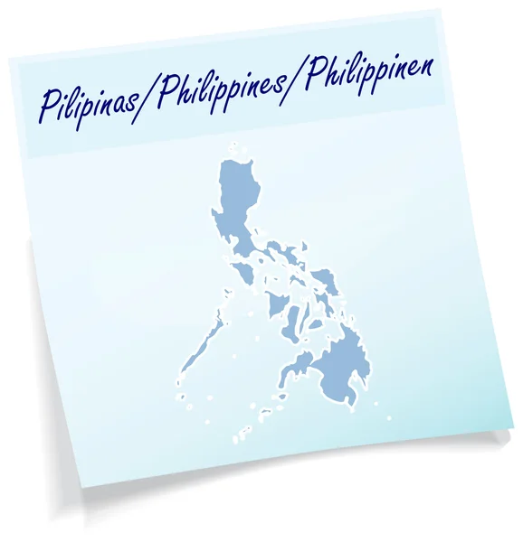 Mapa de filipinas como nota adhesiva — Vector de stock