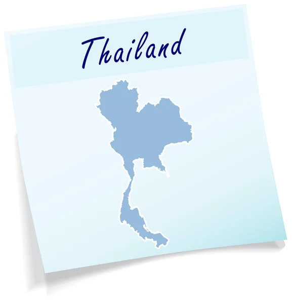 Mappa della Thailandia come nota adesiva — Vettoriale Stock