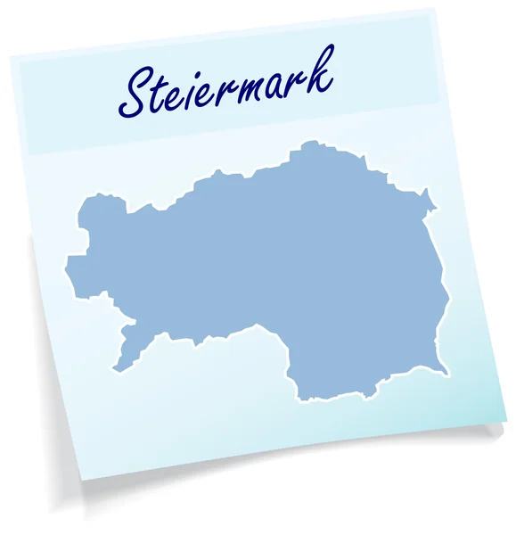 Mapa de styria como nota adhesiva — Vector de stock