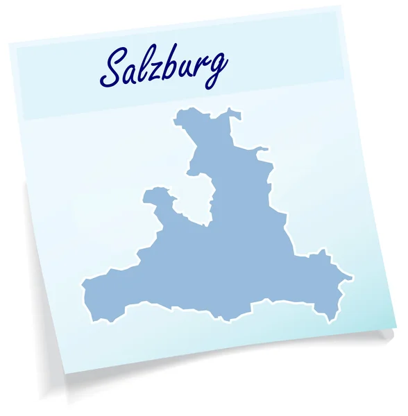 Yapışkan notu olarak salzburg Haritası — Stok Vektör