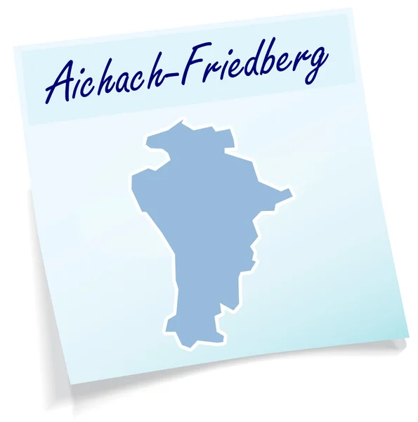Map of Aichach-Friedberg as sticky note — Stock Vector
