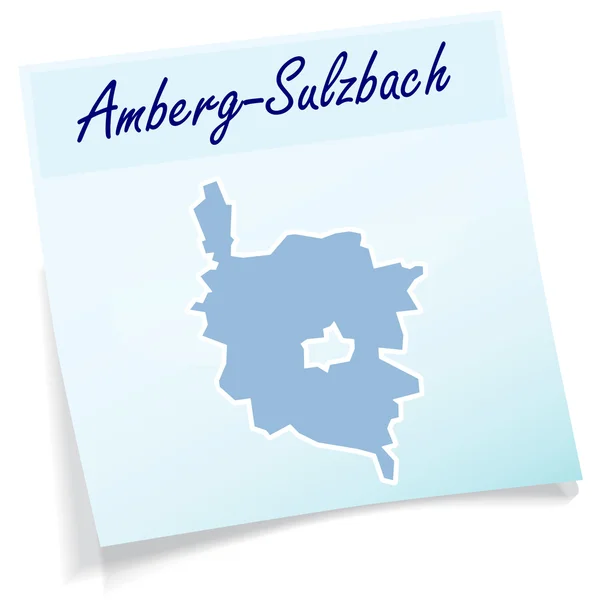 Karte von Amberg-Sulzbach als Haftnotiz — Stockvektor
