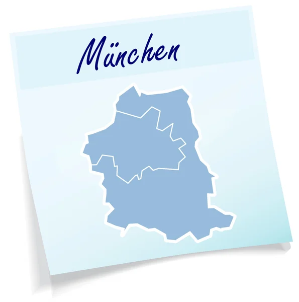 La mappa di Muenchen come nota adesiva — Vettoriale Stock