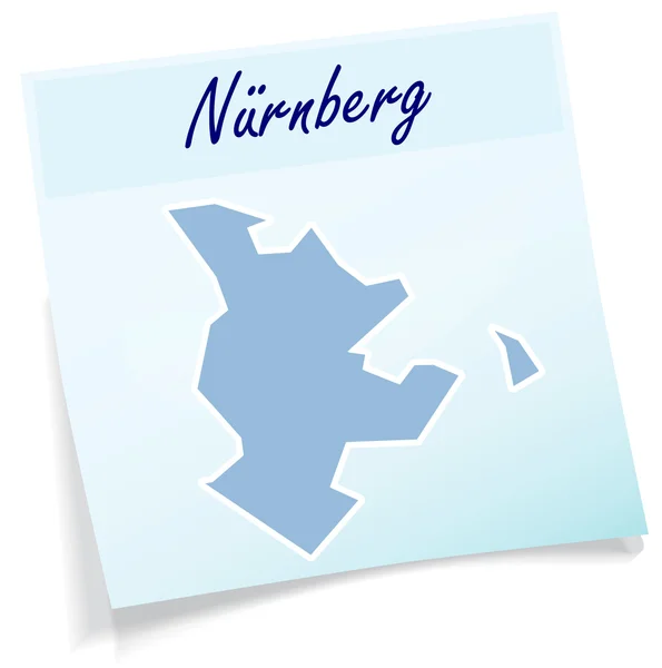 Mapa de Nuernberg como nota adhesiva — Vector de stock
