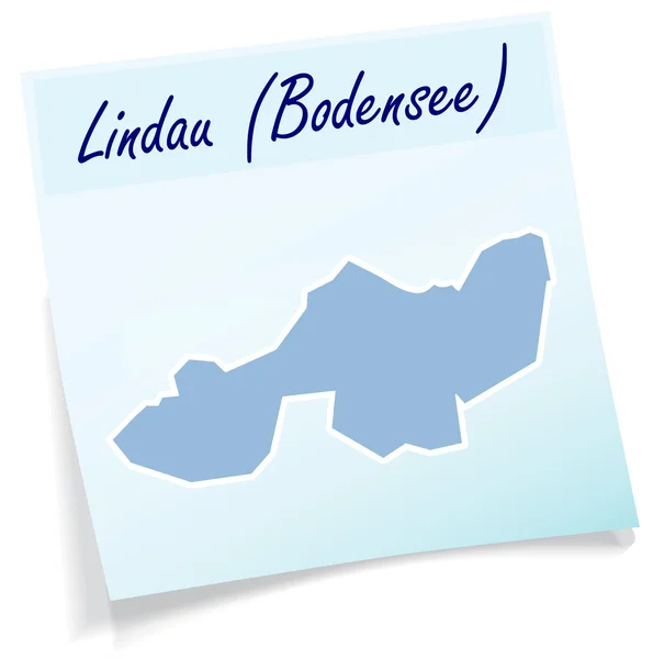 Mapa de lindau como nota adhesiva — Vector de stock