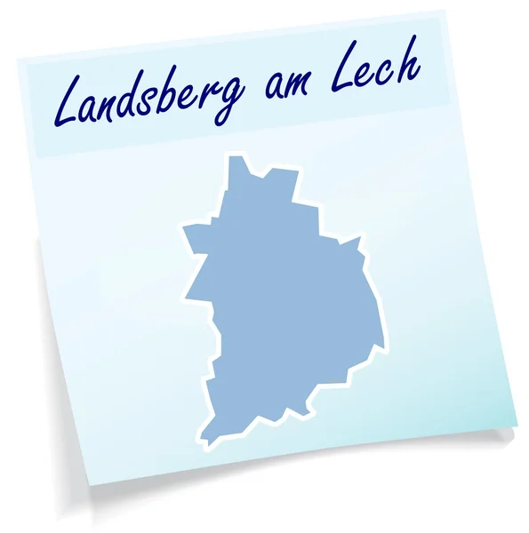 Landsberger Stadtplan als Haftnotiz — Stockvektor