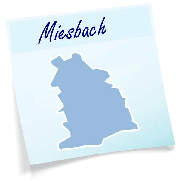 Map of Miesbach as sticky note — Stock Vector