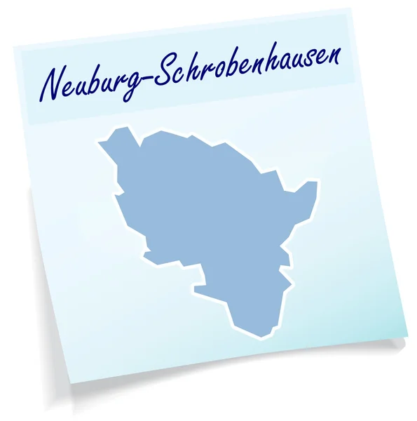 Mapa de Neuburg-Schrobenhausen como nota pegajosa — Vetor de Stock