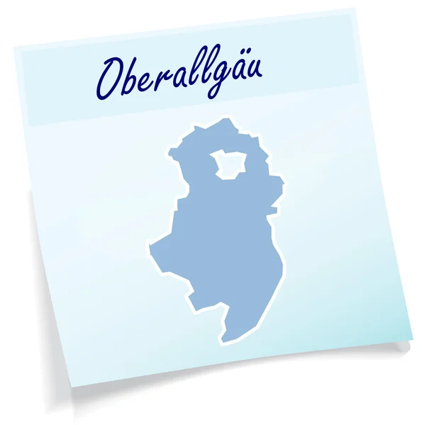 Map of Oberallgaeu as sticky note — Stock Vector