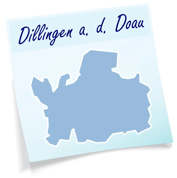 Mapa de Dillingen como nota adhesiva — Vector de stock