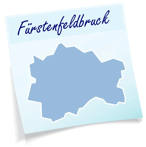 Karte von Fürstenfeldbruck als Haftnotiz — Stockvektor