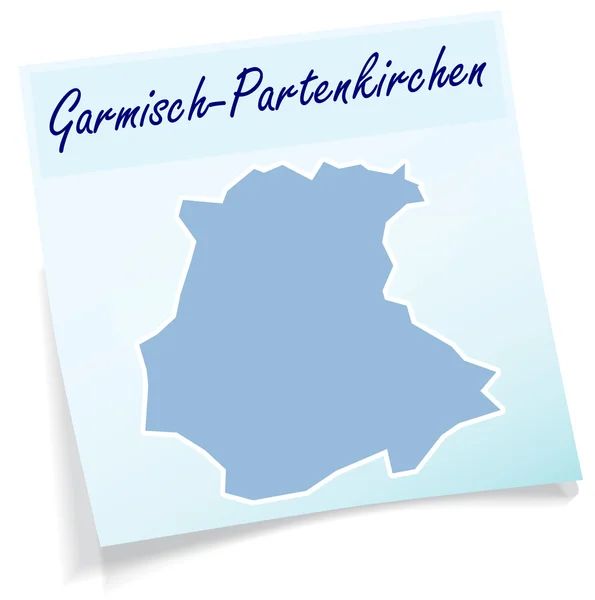 Mapa de Garmisch-Partenkirchen como nota adhesiva — Vector de stock